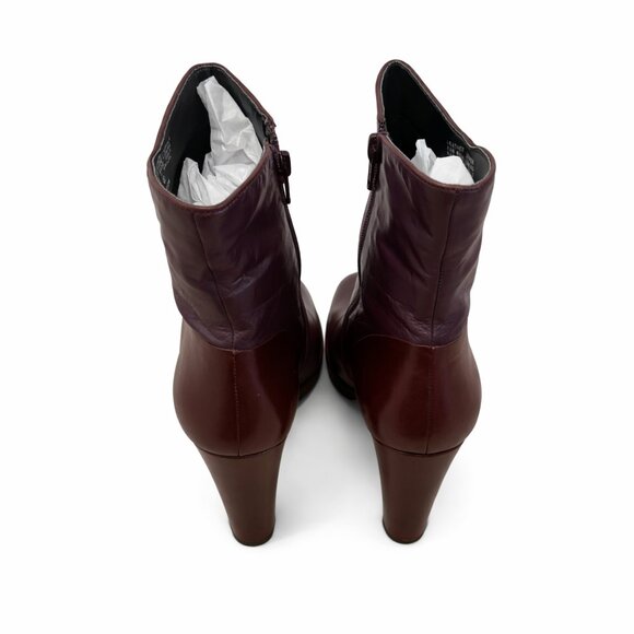 Anne Klein Vintage Karson Leather Ankle Boots Burgundy Brown Size 9.5 - Picture 4 of 6